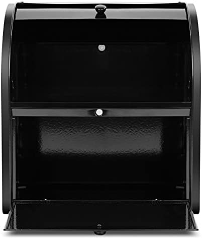 Hossejoy Metal Extra Large Double Compartment Bread Box Roll Top Bread Box Kitchen Food Storage Bin, Counter-top Bread Keeper Double Layer Bread Storage (Black) - No Installation Required