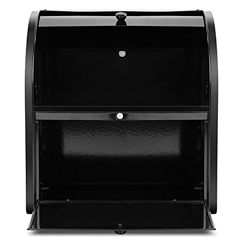 Hossejoy Large Double Layer Bread Bin - Spacious Black Roll Top Bread Box for Kitchen Storage, 30 x 24.5 x 32.5cm - Image 6