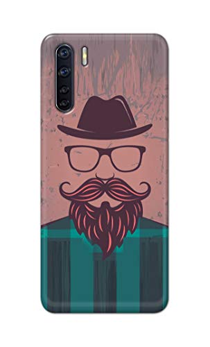 Image of PRINTFIDAA Man Icon with Beard Shirt Hipster Printed Designer Hard Case for Oppo F15 / Oppo A91 / Oppo F15s / Oppo Reno 3, CPH2001, CPH2021 Back Cover -(e) RPM1001