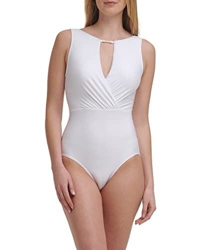 Calvin Klein Women’s One-Piece Swimsuit, Soft White, Size 14