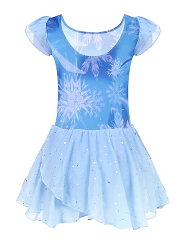 Image of Arshiner Girls Ruffle Sleeve Ballet Dance Dress Tutu Skirted Leotard