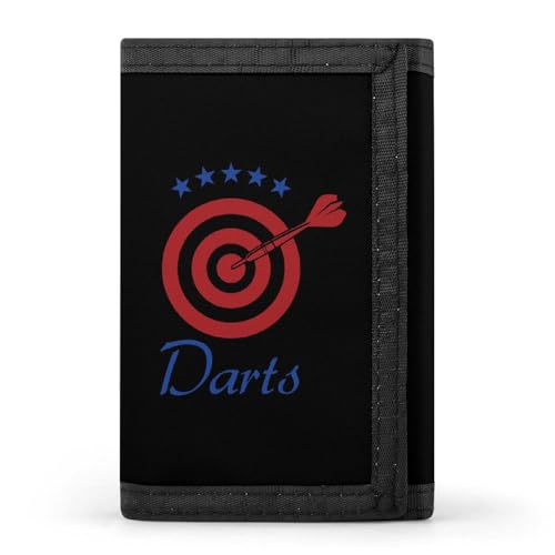 Darts Board Logo Slim Trifold Wallet for Men Credit Card Holder with Zippered Pockets Coin Pouch Key Ring