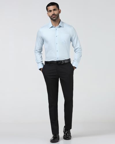 Image of Blackberrys Men Slim Fit Formal Shirt | Premium Cotton Blend | Solid Pattern| Lightweight & Breathable | Wrinkle-Resistant | Office & Business Wear