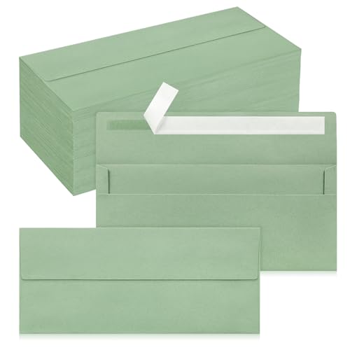 200 Pack #10 Sage Green Envelopes Letter Size Self Seal Business Envelopes