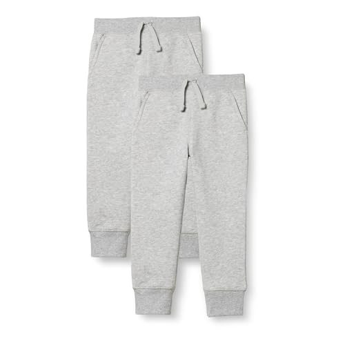 Amazon Essentials Boys' Fleece Jogger Sweatpants, Pack of 2, Medium Grey Heather, 4 Years