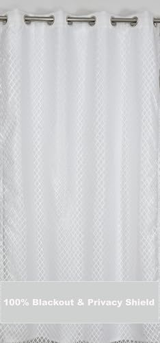 Image of IVAZA Faux Silk Hybrid Designer 100% Blackout Curtain 2-in-1 |Dual-Layer Design with Decorative Mesh Overlay & Tie Ribbon|100% Light Blocking,Thermal Insulated, Window- 5 Feet (Pack of 1) White