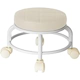 NiHome Low Roller Swivel Stool, Low Rolling Shoe/Scoot Stool Round with Wheels, Low Roller Seat for Housework/Foot Rest with 360° Universal Wheels for Home & Office Tasks (White)