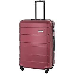 BARRENS Maleta Grande | Equipaje para facturación | 77x52x29 cm | 90 L | 4x360 Ruedas | Asa Flexible | Maleta rígida | Compatible con líneas aéreas | Borgoña