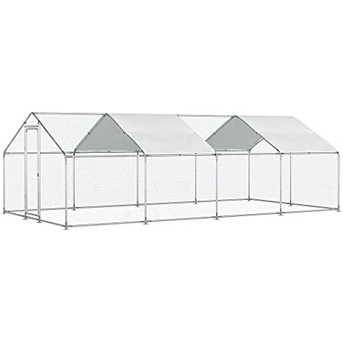 Morngardo Chicken Coop Large Metal Run for 40 Chickens Walk in Yard Poultry Cage Hen House with Waterproof Cover (193.75 Square Feet)