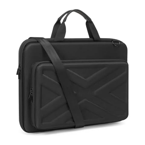 MOSISO Hard Shell Laptop Case for Men Women,15-15.6 inch Computer Bag Compatible with MacBook, HP, Dell, Lenovo, Asus, Notebook,16 inch Laptop Bag with Front Pocket & Shoulder Strap, Black Cover