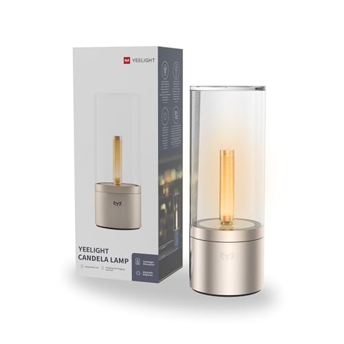 Yeelight Lampe à Bougie Rechargeable Jaune LED Veilleuse Lumière d'Ambiance Lampe de Chevet à Gradation Continue pour Chambre à Coucher