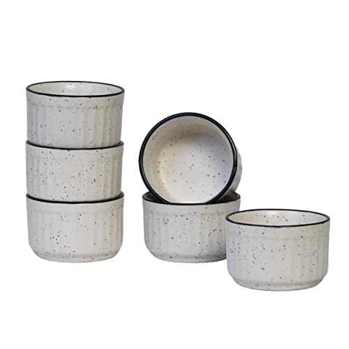 Image of Freakway Ceramic Dip Bowls (50 ml, Black, Set of 6) | Chutney Bowls | Ketchup Bowls|Chutney Bowls|Dip Bowls White Matte