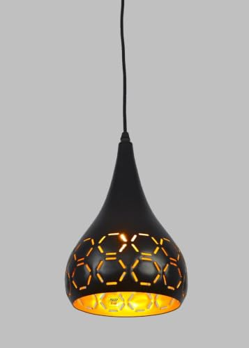 Image of GreyWings Black Aluminium Hanging Light for Home, Designer Pendant Light with E27 Holder, Modern Ceiling Hanging Lamp for (Bulb is not Included) Small Pack of 2