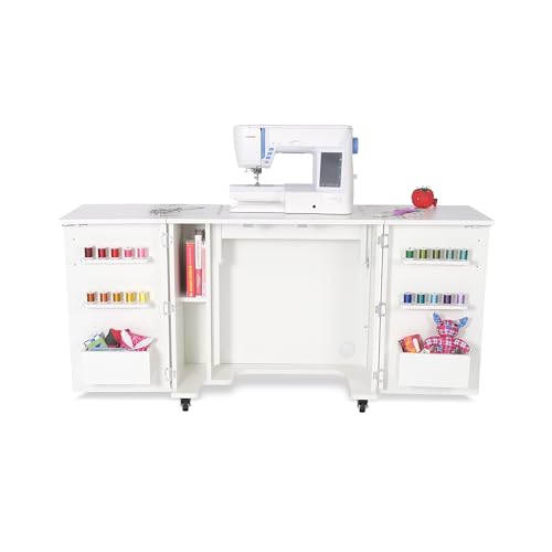 Arrow Sewing Kangaroo Bandicoot Sewing and Quilting Cabinet with Lift, Living Room, Color-Ash White