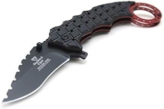 Snake Eye Tactical Every Day Carry Two Tone Karambit Designed Folding Knife | Outdoor Survival Pocket Knife | Small one-Hand Knife Made of Stainless Steel Blade (RD)
