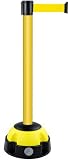 Poteau Alu Jaune laqué à sangle jaune 3m x 50mm sur socle Balise - 2010252