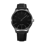 AGEN KGEN Mens Watches Ultra-Thin Minimalist Waterproof Fashion Simple Business Wrist Watch for Men Unisex Dress with Leather Band(512-All Black)