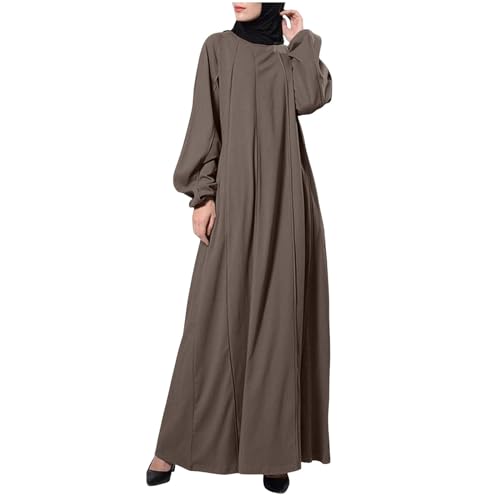 Vhersily Regalos ofertas Vestido de Mujer Musulmán Ramadan Abaya Dubai Full Cover Islam Robe African Turkey Caftano, marrón, M