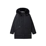 JOIBKD Men's Down Jacket, Mid-Length Down Jacket Men's Loose Hooded Big Fur Collar Winter Top (Color