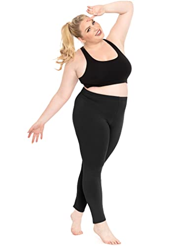 Women's Cotton Plus Size Leggings Black 3X #TOP1