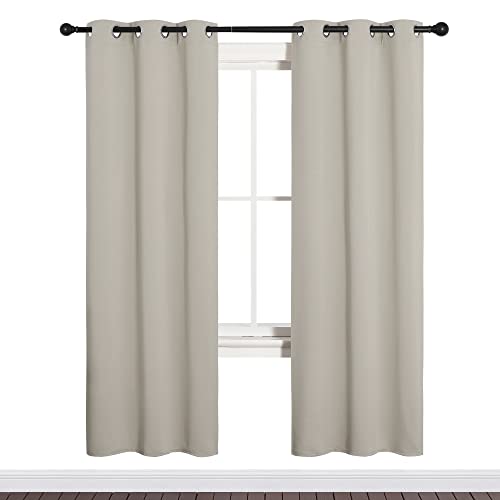 Image of NICETOWN Blackout Curtains for Bedroom, 72 inches Long Curtains & Drapes for Living Room, Thermal Insulated Window Treatment Draperies for Nursery (Natural, 34 inch by 72 inch)