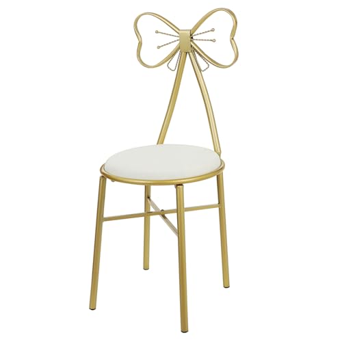Homoyoyo Taburete Maquillaje con Respaldo Lazo Asiento Acolchado Blanco Silla Tocador Estable con Pies Antideslizantes para Dormitorio Niña y Vestidor