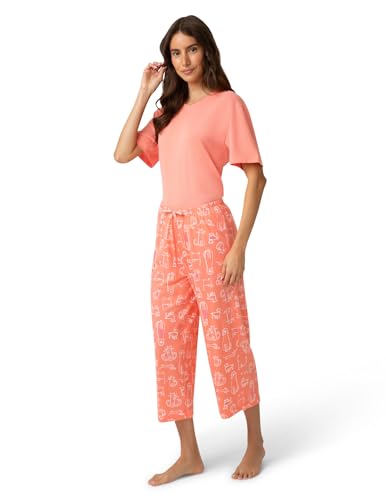 Image of HUE Women's Summer Vacation Pajama Separates, Soft, Whimsical Print Pjs with Tropical Beach Themes, Flip Flops, Cocktails
