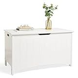 VonHaus Storage Chest - White Storage Box w/Hinged Lid - Bench for Blankets - Shoe Bench Unit, Large Toy Chest Organiser & Blanket Box - Shaker Style Trunk for Hallway, Bedroom & Living Room