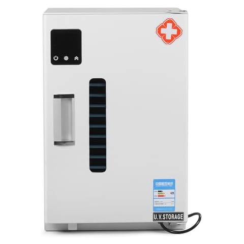 VIBURISH Automatic Sterilizer Storage Cabinet with Touch Dispaly Screen and Time Setting 27L Large Capacity 10 Stainless Trays Cover