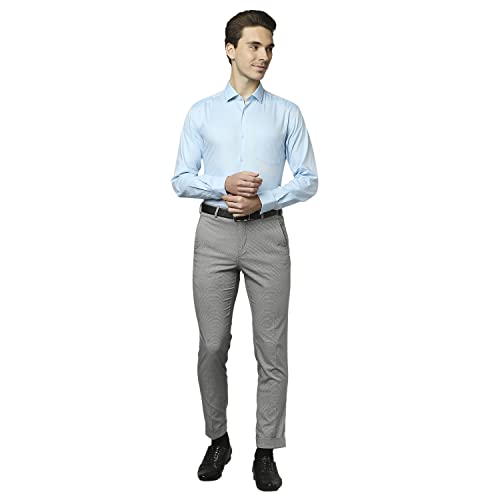 Image of Park Avenue Men's Cotton Blend Checks Pattern Slim Fit Semi Cutaway Collar Full Sleeve Formal Shirt