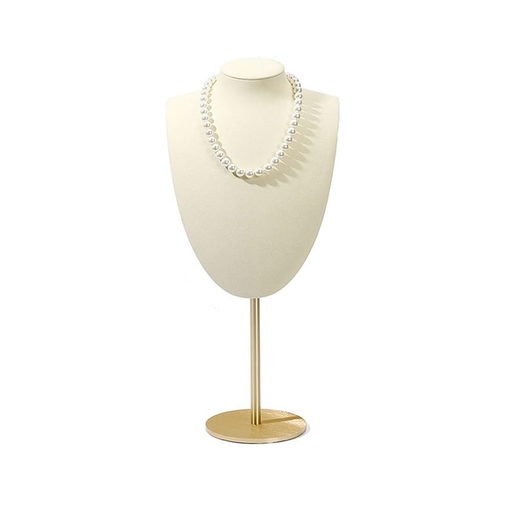 Schmuckständer Halskette Display Rack Schmuck Shop Anhänger Rack Mode Mikrofaser Versenkbare Aluminium Legierung Fenster Schmuck Display Ständer schmuckaufbewahrung(Weiß)