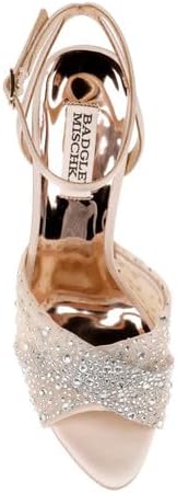 Badgley Mischka Women's Cameryn Satin Peep-toe Stiletto With Crystal-embellished Mesh Overlay