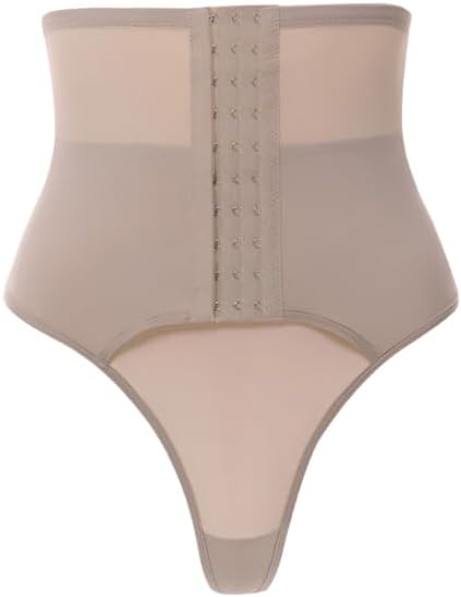 Women's High-Waisted Tummy Control Shapewear Bodysuit - Medium Support Thong Panties with Hook-and-Eye Closure