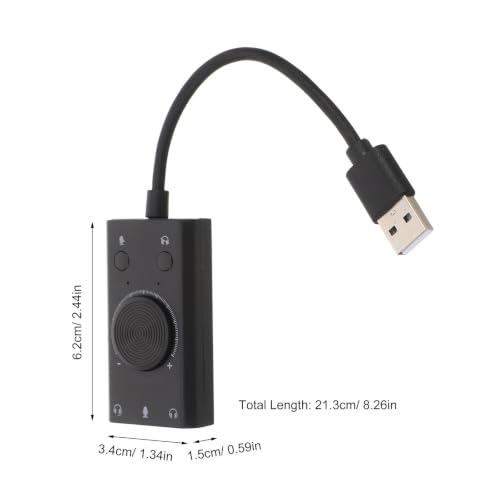 LALAFINA Zewnętrzna karta dźwiękowa z regulacją głośności, adapter audio st