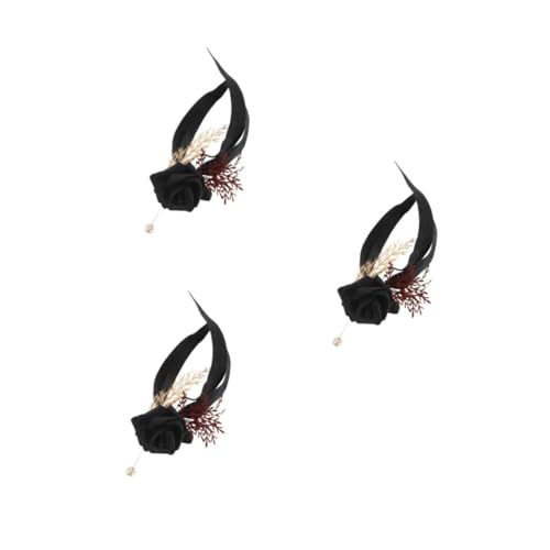 Broche Halloween suit fausse rose chemise décorative épingle soie noire veste