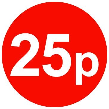30mm Price Stickers Pack of 500 - Red - 25p