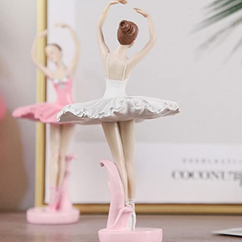 Vosarea Girl Figurines Ballet Dancer Statue Resin Girl Art Sculpture Figure Desk Ornament For Home Office Decoration White #TOP6