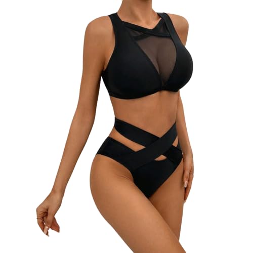 Rand Pole Dance Kleidung für Damen, Sport-Top mit hoher Taille, sexy Sportbekleidung für Pole Sport, Pole Exotic, Schwarz (Kreuzbund und geschlossener Rücken), 38