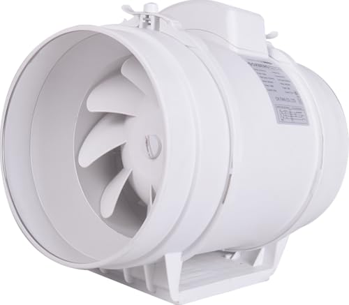 oxberg Ventilador de conducto en línea de flujo mixto, alta eficiencia, para tiendas de campaña, hidroponía, baño, cocina (XP200/8 pulgadas)