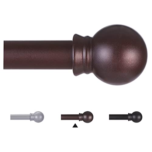 Thestoa Brown Curtain Rods for Windows 30-62 Inch, 5/8" Stainless Steel Small Curtain Rod for Bedroom, Living Room,Kitchen,Farmhouse