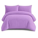 Bella Nights Teddy Bear Fleece Duvet Cover Set – Thermal Warm & Cosy Soft Fur Bedding with Pillowcases – Winter Duvet Set (Lilac, Double)