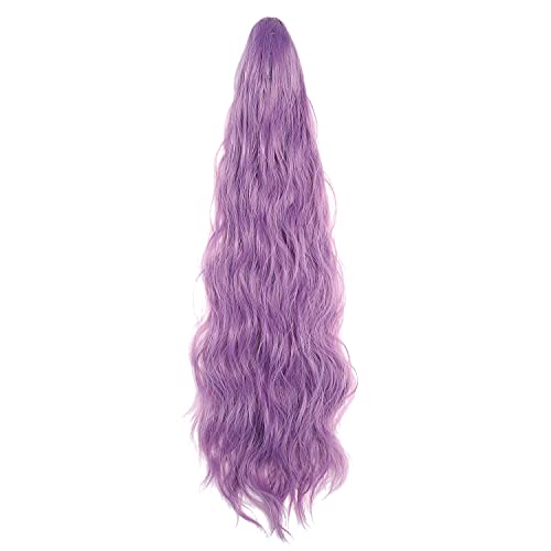 Ponytail Extension Claw 18" Curly Wavy Clip in Hairpiece One Piece Jaw Colorful Long Pony Tails for Women Light Purple