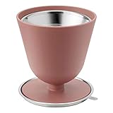 RIG-TIG Slow Kaffeefilter mit Aluminiumdeckel, Kaffeebrüher, Filter und Brüher für Kaffee, Handfilter, Kunststoff/Edelstahl, Terracotta, 11.6 cm, Z00030