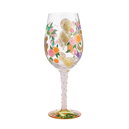 Enesco Designs By Lolita Happy 70Th Birthday Hand-Painted Artisan Wine Glass, 1 Count (Pack Of 1), Multicolor #TOP4