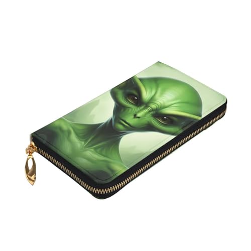 Portefeuille Alien cuir de qualité supérieure noir et vert, finitions impeccables - 3