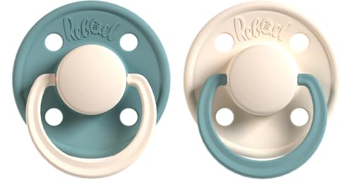 Rebael Chupete Fashion | Pack de 2 | Caucho natural/Látex | Fabricado en Dinamarca | Sin BPA | Tetina en forma de cereza | Rainy Pearly Mouse / Frosty Pearly Snake, Talla 1 (0-6 Meses)