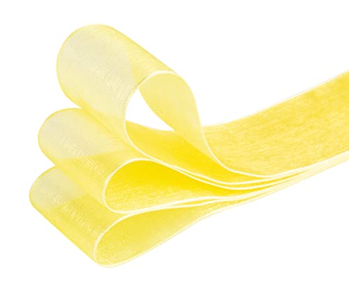 TEKDEERE 25mm Sheer Organza Ribbon,Lemon Shimmer Chiffon Ribbon for DIY Crafts Wedding Party Decorations Gift Wrapping Bridal Bouquets (45M) - Image 4