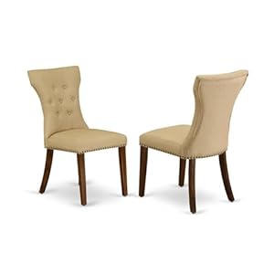 East west furniture laga9 78 03 9 piece dining table set includes a rectangle dining room table with removable leaf and 8 brown linen fabric upholstered chairs 42×92 inch jacobean  urban country home decor