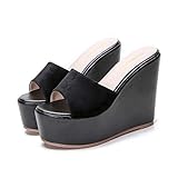 女性ウェッジプラットフォームスリッパスライド夏オープントゥハイヒールの靴ビーチファッションカジュアルノンスリップスリップオンサンダル