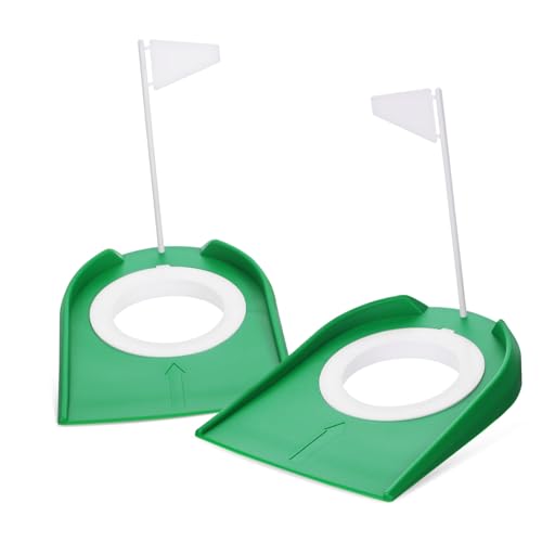 Gogogmee Golf Practice Cup with Flags 2 Pcs Sturdy Plastic Indoor/Outdoor Golf Training Aid for Precision Practice